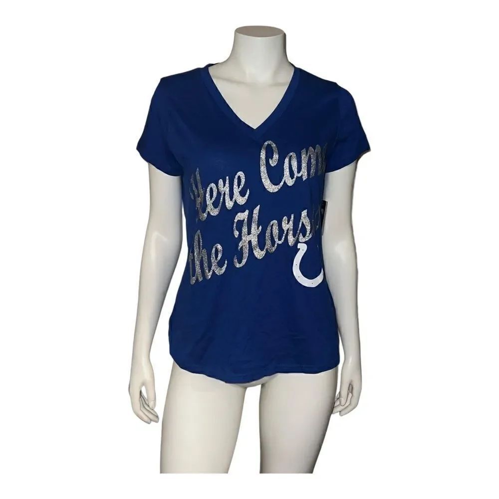 NFL Team Apparel Indianapolis Colts Trophy Here Come the Horse Blue T-Shirt L